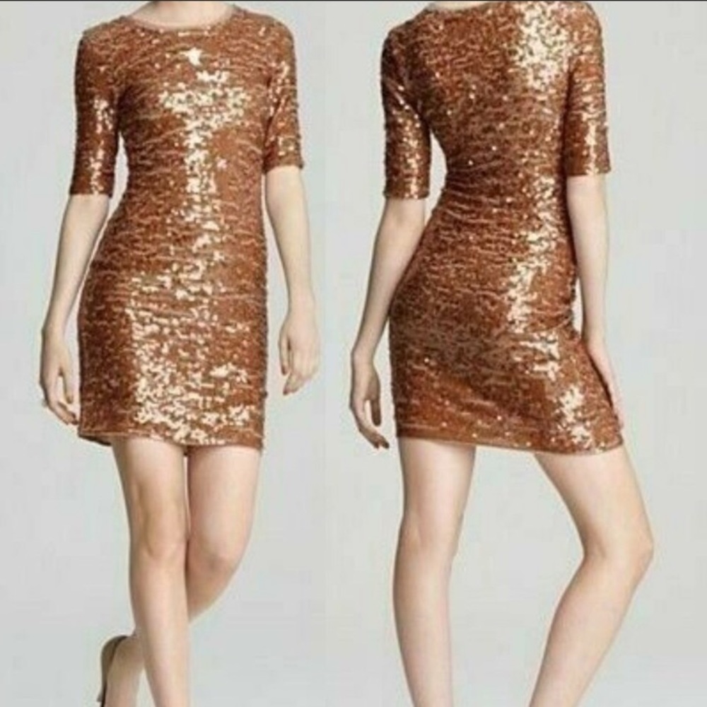 BCBG MaxAzria mini long sleeve sequin dress